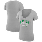 Boston Celtics G-III 4Her by Carl Banks Women's Super-Slim Fit Lightweight Filigree Logo V-Neck T-Shirt - Heather Gray discount