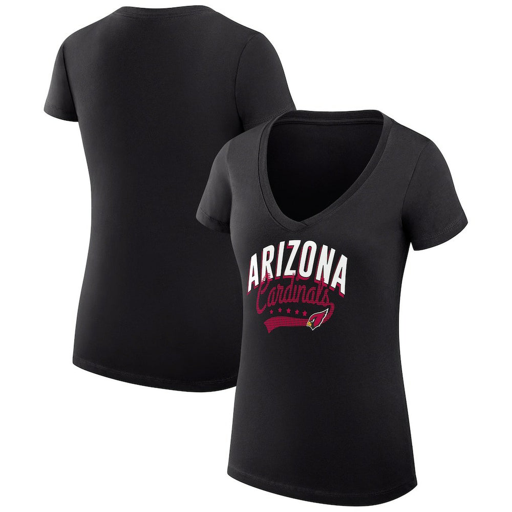 Arizona Cardinals G-III 4Her by Carl Banks Women's Super-Slim Fit Lightweight Filigree Logo Lightweight V-Neck T-Shirt – Black outlet