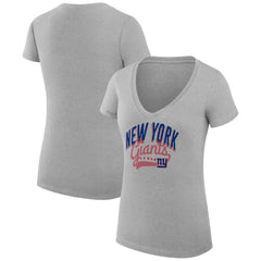 New York Giants G-III 4Her by Carl Banks Women's Super-Slim Fit Lightweight Filigree Logo Lightweight V-Neck T-Shirt – Heather Gray sale