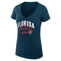 Florida Panthers G-III 4Her by Carl Banks Women's Super-Slim Fit Lightweight Filigree Logo V-Neck T-Shirt – Navy