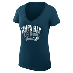 Tampa Bay Lightning G-III 4Her by Carl Banks Women's Super-Slim Fit Lightweight Filigree Logo V-Neck T-Shirt – Navy