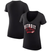 Detroit Red Wings G-III 4Her by Carl Banks Women's Super-Slim Fit Lightweight Filigree Logo V-Neck T-Shirt – Black