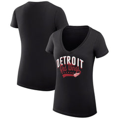 Detroit Red Wings G-III 4Her by Carl Banks Women's Super-Slim Fit Lightweight Filigree Logo V-Neck T-Shirt – Black
