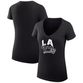 Los Angeles Kings G-III 4Her by Carl Banks Women's Super-Slim Fit Lightweight Filigree Logo V-Neck T-Shirt – Black