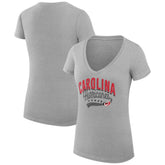 Carolina Hurricanes G-III 4Her by Carl Banks Women's Super-Slim Fit Lightweight Filigree Logo V-Neck T-Shirt – Gray
