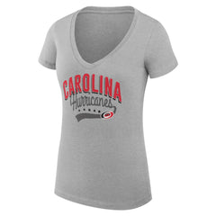 Carolina Hurricanes G-III 4Her by Carl Banks Women's Super-Slim Fit Lightweight Filigree Logo V-Neck T-Shirt – Gray