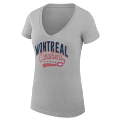 Montreal Canadiens G-III 4Her by Carl Banks Women's Super-Slim Fit Lightweight Filigree Logo V-Neck T-Shirt – Gray