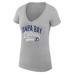 Tampa Bay Lightning G-III 4Her by Carl Banks Women's Super-Slim Fit Lightweight Filigree Logo V-Neck T-Shirt – Gray