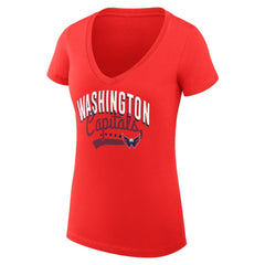 Washington Capitals G-III 4Her by Carl Banks Women's Super-Slim Fit Lightweight Filigree Logo V-Neck T-Shirt – Red