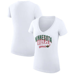Minnesota Wild G-III 4Her by Carl Banks Women's Super-Slim Fit Lightweight Filigree Logo V-Neck T-Shirt – White