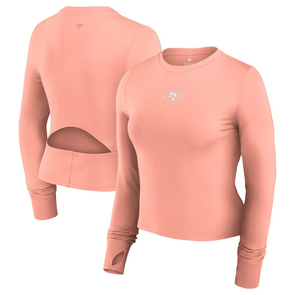 San Francisco 49ers Women's Studio Fitted Long Sleeve Gym Top - Coral on sale