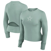 Dallas Cowboys Women's Studio Fitted Long Sleeve Gym Top - Green on sale