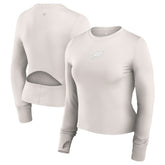 Philadelphia Eagles Women's Studio Fitted Long Sleeve Gym Top - White outlet