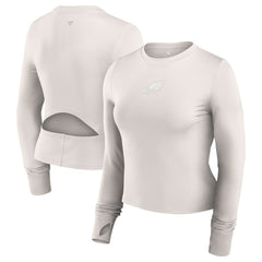 Philadelphia Eagles Women's Studio Fitted Long Sleeve Gym Top - White outlet