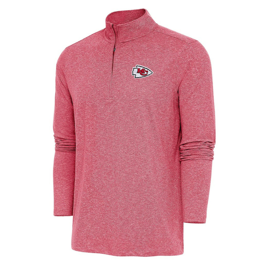 Kansas City Chiefs Antigua Hunk Quarter-Zip Pullover Top - Heather Red discount