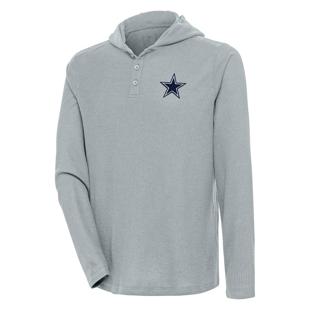 Dallas Cowboys Antigua Strong Hold Long Sleeve Henley Hoodie T-Shirt - Gray for sale