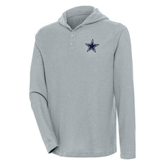 Dallas Cowboys Antigua Strong Hold Long Sleeve Henley Hoodie T-Shirt - Gray for sale