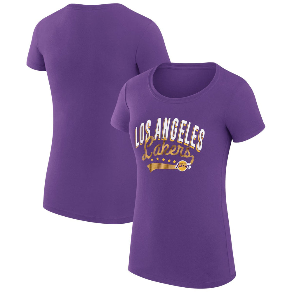 Los Angeles Lakers G-III 4Her by Carl Banks Women's Super-Slim Fit Lightweight Filigree Logo T-Shirt - Purple cheap