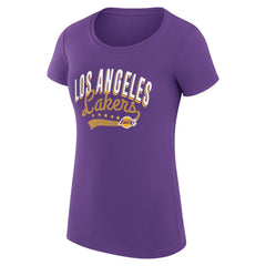 Los Angeles Lakers G-III 4Her by Carl Banks Women's Super-Slim Fit Lightweight Filigree Logo T-Shirt - Purple cheap