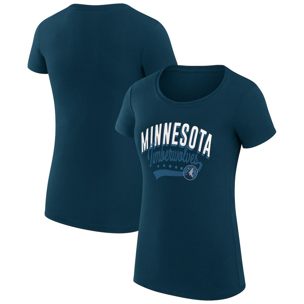 Minnesota Timberwolves G-III 4Her by Carl Banks Women's Super-Slim Fit Lightweight Filigree Logo T-Shirt - Navy on sale