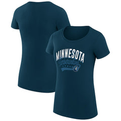 Minnesota Timberwolves G-III 4Her by Carl Banks Women's Super-Slim Fit Lightweight Filigree Logo T-Shirt - Navy on sale