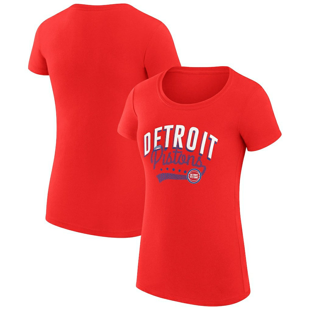 Detroit Pistons G-III 4Her by Carl Banks Women's Super-Slim Fit Lightweight Filigree Logo T-Shirt - Red for sale