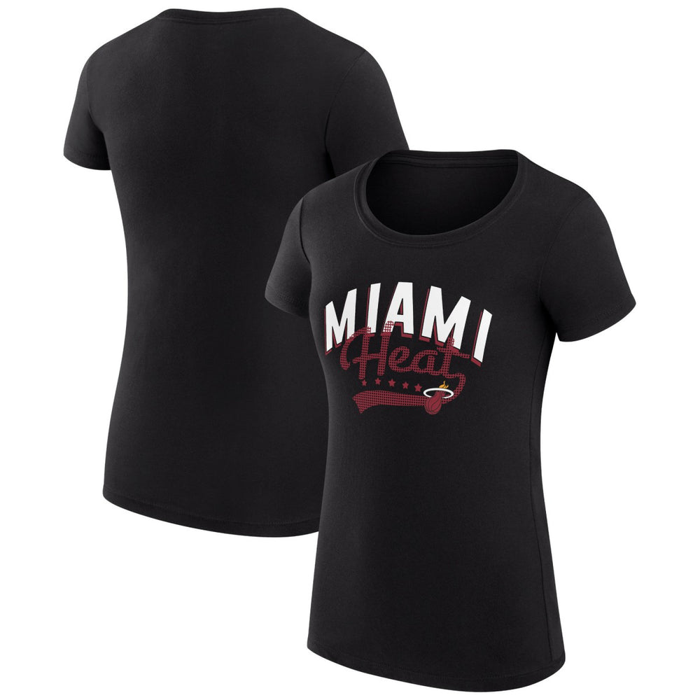 Miami Heat G-III 4Her by Carl Banks Women's Super-Slim Fit Lightweight Filigree Logo T-Shirt - Black shop
