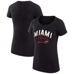 Miami Heat G-III 4Her by Carl Banks Women's Super-Slim Fit Lightweight Filigree Logo T-Shirt - Black shop