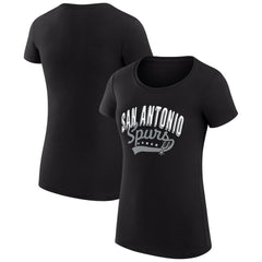 San Antonio Spurs G-III 4Her by Carl Banks Women's Super-Slim Fit Lightweight Filigree Logo T-Shirt - Black on sale