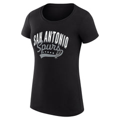 San Antonio Spurs G-III 4Her by Carl Banks Women's Super-Slim Fit Lightweight Filigree Logo T-Shirt - Black on sale