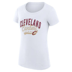 Cleveland Cavaliers G-III 4Her by Carl Banks Women's Super-Slim Fit Lightweight Filigree Logo T-Shirt - White on sale