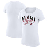 Miami Heat G-III 4Her by Carl Banks Women's Super-Slim Fit Lightweight Filigree Logo T-Shirt - White shop
