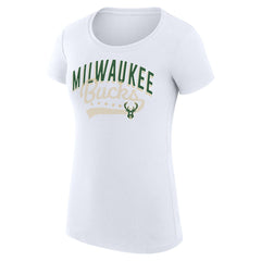 Milwaukee Bucks G-III 4Her by Carl Banks Women's Super-Slim Fit Lightweight Filigree Logo T-Shirt - White outlet