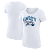 Minnesota Timberwolves G-III 4Her by Carl Banks Women's Super-Slim Fit Lightweight Filigree Logo T-Shirt - White for sale