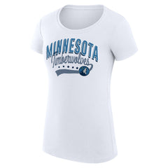 Minnesota Timberwolves G-III 4Her by Carl Banks Women's Super-Slim Fit Lightweight Filigree Logo T-Shirt - White for sale
