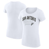 San Antonio Spurs G-III 4Her by Carl Banks Women's Super-Slim Fit Lightweight Filigree Logo T-Shirt - White for sale