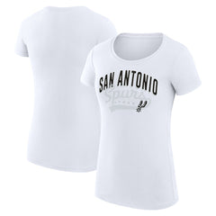 San Antonio Spurs G-III 4Her by Carl Banks Women's Super-Slim Fit Lightweight Filigree Logo T-Shirt - White for sale