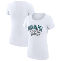 Philadelphia Eagles G-III 4Her by Carl Banks Women's Super-Slim Fit Lightweight Filigree Logo T-Shirt – White sale
