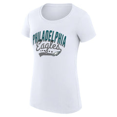 Philadelphia Eagles G-III 4Her by Carl Banks Women's Super-Slim Fit Lightweight Filigree Logo T-Shirt – White sale