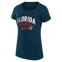 Florida Panthers G-III 4Her by Carl Banks Women's Super-Slim Fit Lightweight Filigree Logo T-Shirt – Navy