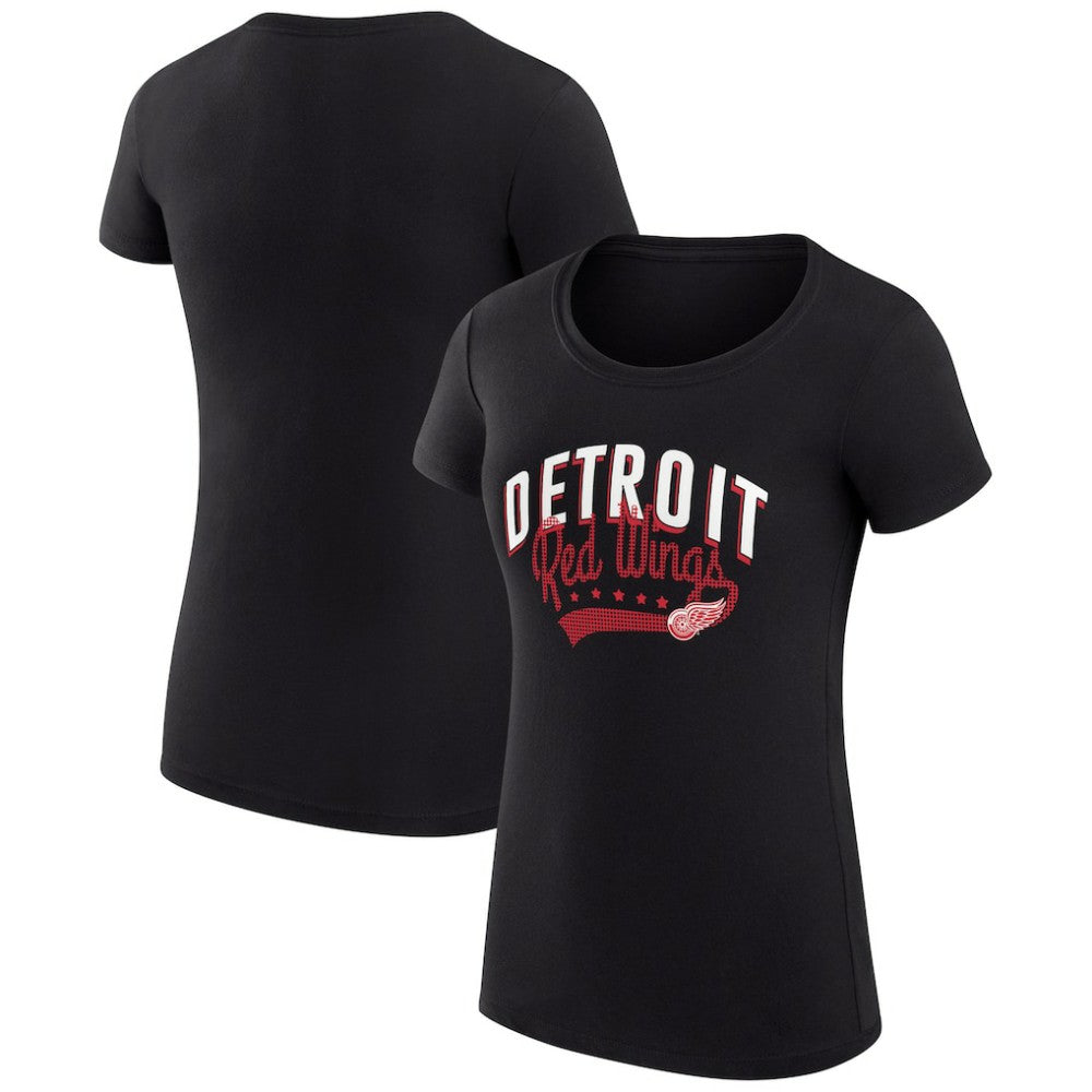 Detroit Red Wings G-III 4Her by Carl Banks Women's Super-Slim Fit Lightweight Filigree Logo T-Shirt – Black