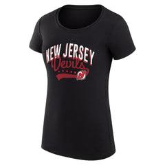 New Jersey Devils G-III 4Her by Carl Banks Women's Super-Slim Fit Lightweight Filigree Logo T-Shirt – Black