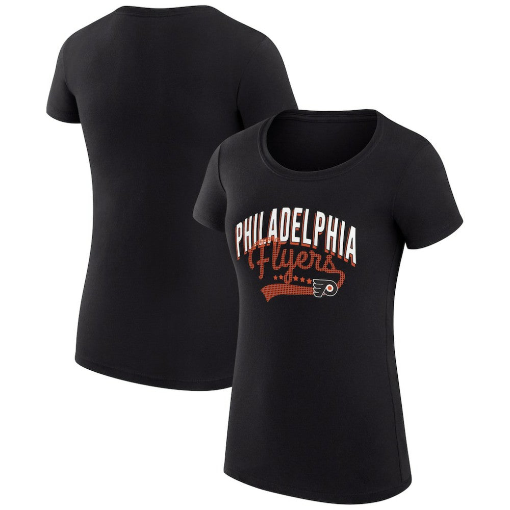Philadelphia Flyers G-III 4Her by Carl Banks Women's Super-Slim Fit Lightweight Filigree Logo T-Shirt – Black