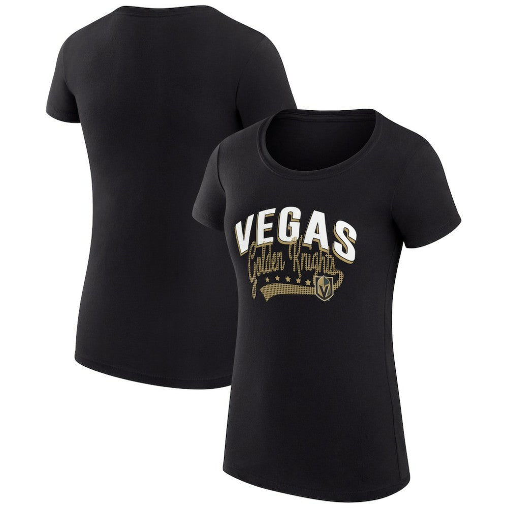 Vegas Golden Knights G-III 4Her by Carl Banks Women's Super-Slim Fit Lightweight Filigree Logo T-Shirt – Black