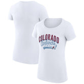 Colorado Avalanche G-III 4Her by Carl Banks Women's Super-Slim Fit Lightweight Filigree Logo T-Shirt – White