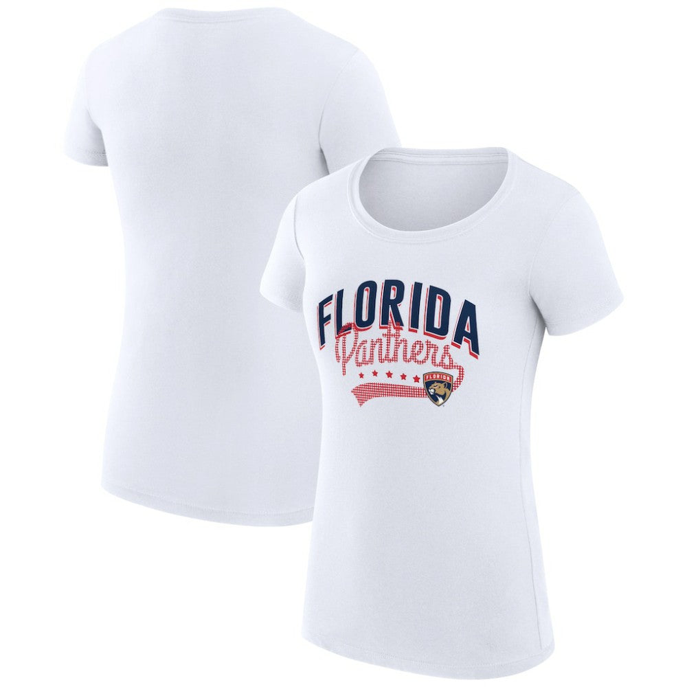 Florida Panthers G-III 4Her by Carl Banks Women's Super-Slim Fit Lightweight Filigree Logo T-Shirt – White