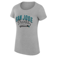 San Jose Sharks G-III 4Her by Carl Banks Women's Super-Slim Fit Lightweight Filigree Logo T-Shirt – Gray