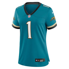 Travis Etienne Jr Jacksonville Jaguars Women's Prowler Throwback Game Jersey - Teal | Nike discount