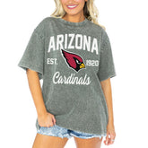 Arizona Cardinals Gameday Couture Women's Tackle Titan Boyfriend Washed T-Shirt - Gray cheap