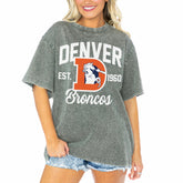 Denver Broncos Gameday Couture Women's Tackle Titan Boyfriend Washed T-Shirt - Gray cheap